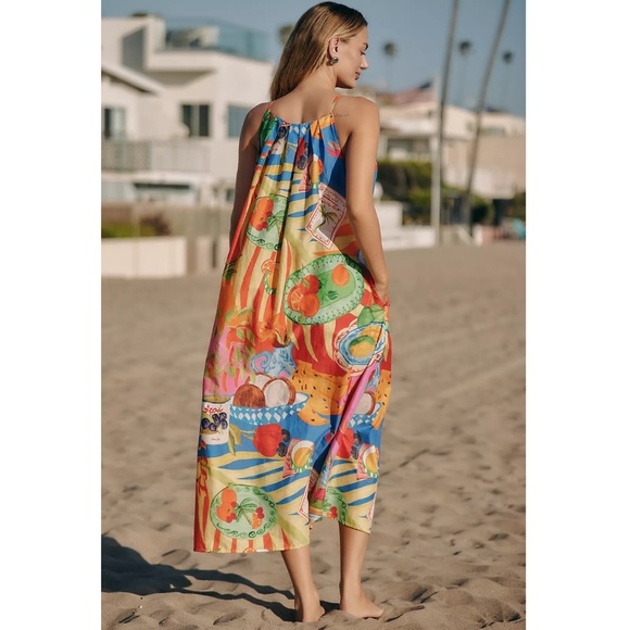 Farm Rio Summer Picnic Sleeveless V-Neck Midi Dress Size Medium NWT New - Picture 4 of 16